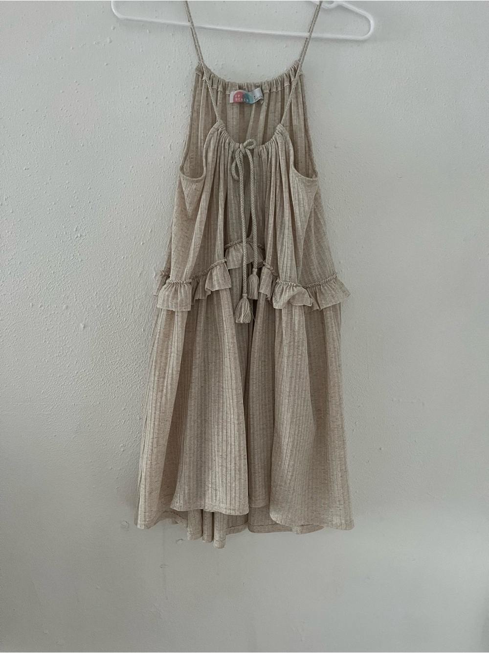 FP Beach Cream Ruffle Tie-Front Summer Dress